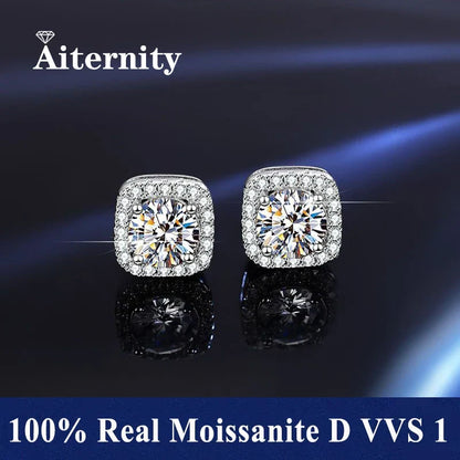 GRA Certified 100% Moissanite Earrings 925 Sterling Silver Studs For Women