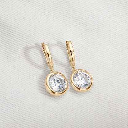 14K Gold Moissanite Hoop Drop Earrings 1.3CT D VVS1 925 Sterling Silver