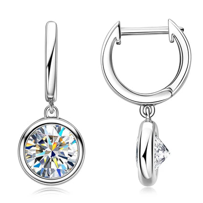 14K Gold Moissanite Hoop Drop Earrings 1.3CT D VVS1 925 Sterling Silver
