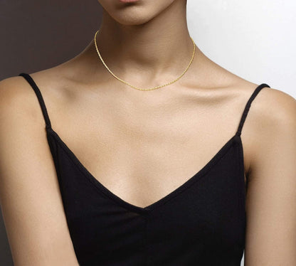 14K Yellow Gold Thin Hollow Rope Chain 16 To 24 Inch