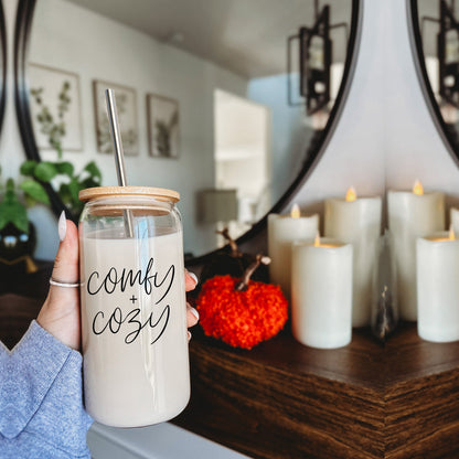 17oz Glass Tumbler With Bamboo Lid, 2 Stainless Straws And Straw Cleaner