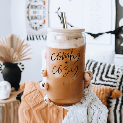 17oz Glass Tumbler With Bamboo Lid, 2 Stainless Straws And Straw Cleaner