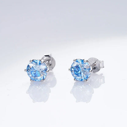 1ct-4ct D Color VVS1 3EX Round Moissanite Stud Earrings Platinum Plated 925