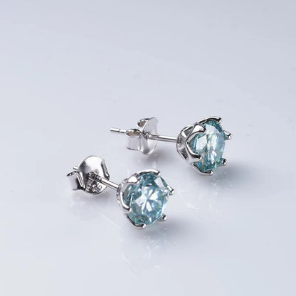 1ct-4ct D Color VVS1 3EX Round Moissanite Stud Earrings Platinum Plated 925