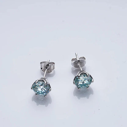 1ct-4ct D Color VVS1 3EX Round Moissanite Stud Earrings Platinum Plated 925
