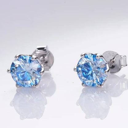 1ct-4ct D Color VVS1 3EX Round Moissanite Stud Earrings Platinum Plated 925