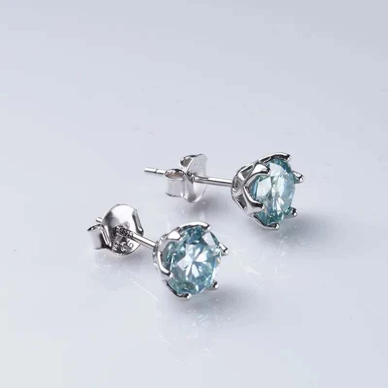 1ct-4ct D Color VVS1 3EX Round Moissanite Stud Earrings Platinum Plated 925