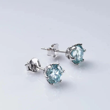 1ct-4ct D Color VVS1 3EX Round Moissanite Stud Earrings Platinum Plated 925