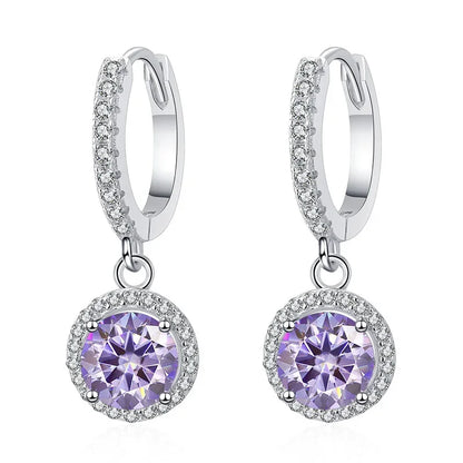 1Ct 6.5mm Blue Green Moissanite Drop Earrings For Women S925 Sterling