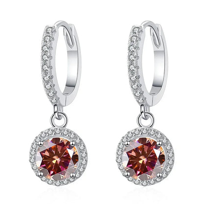 1Ct 6.5mm Blue Green Moissanite Drop Earrings For Women S925 Sterling