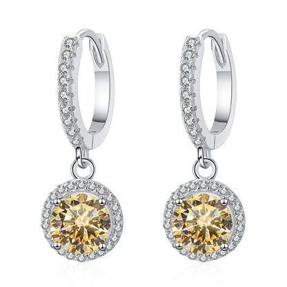 1Ct 6.5mm Blue Green Moissanite Drop Earrings For Women S925 Sterling