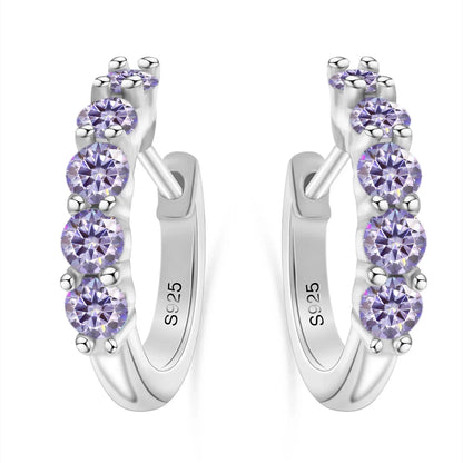 1ct D Color 3mm Moissanite Hoop Charm Earrings 925 Sterling Silver Women