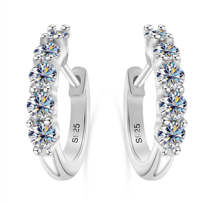 1ct D Color 3mm Moissanite Hoop Charm Earrings 925 Sterling Silver Women