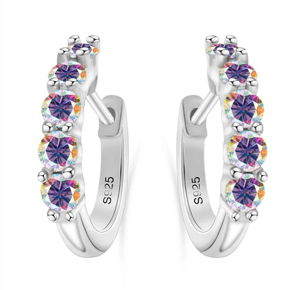 1ct D Color 3mm Moissanite Hoop Charm Earrings 925 Sterling Silver Women