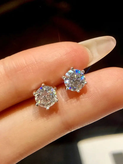 1ct D Color Moissanite Stud Earrings 925 Sterling Silver Gold Plated Wedding