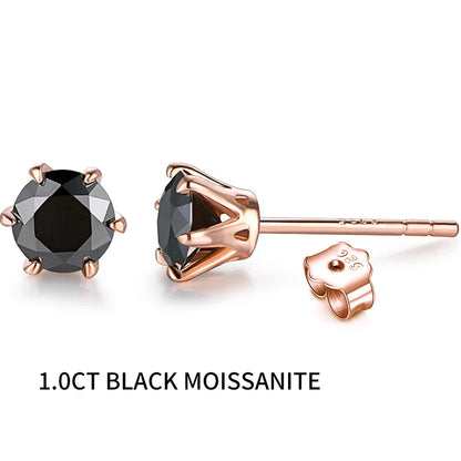 Colored Moissanite 1ct Round Cut Stud Earrings DVVS1 Lab Created 18K Gold