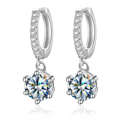 1CT Certified Moissanite Hoop Earrings For Women 925 Sterling Silver