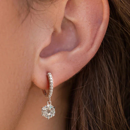 1CT Certified Moissanite Hoop Earrings For Women 925 Sterling Silver