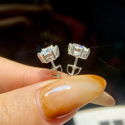 1ct D Color Moissanite Stud Earrings 925 Sterling Silver Gold Plated Wedding