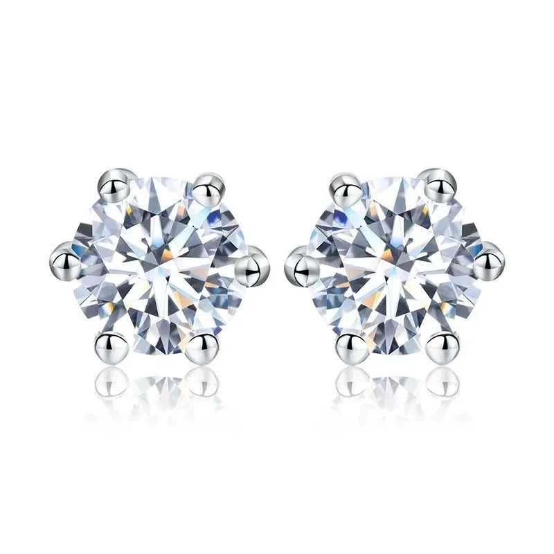 1ct D Color Moissanite Stud Earrings 925 Sterling Silver Gold Plated Wedding
