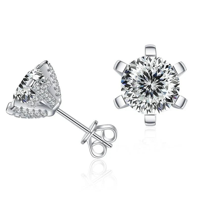 1ct D VVS Moissanite Stud Earrings 925 Sterling Silver 3EX Cut Women Daily