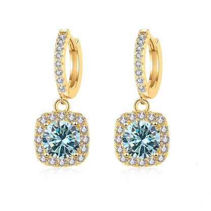 1ct GRA-Certified Moissanite Drop Earrings VVS D 18K Gold Plated 925 Sterling