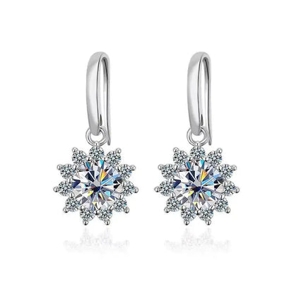 1CT Moissanite Drop Earrings 925 Sterling Silver Colorful Green Blue Pink