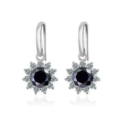 1CT Moissanite Drop Earrings 925 Sterling Silver Colorful Green Blue Pink