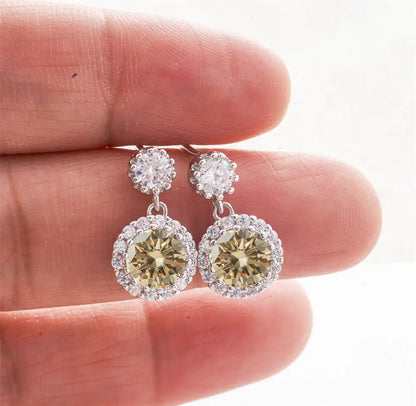 1CT 2Pcs D-Color Moissanite Drop Earrings 925 Sterling Silver With Certificate