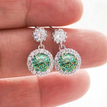 1ct Moissanite Drop Earrings For Women Sterling S925 18K White Gold Plated