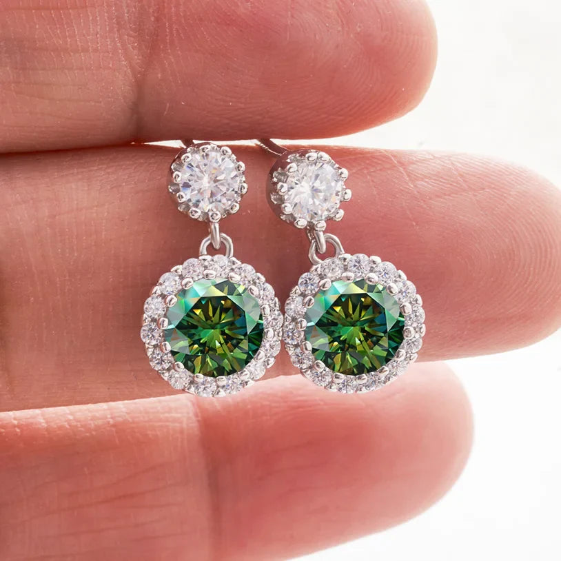 1ct Moissanite Drop Earrings For Women Sterling S925 18K White Gold Plated