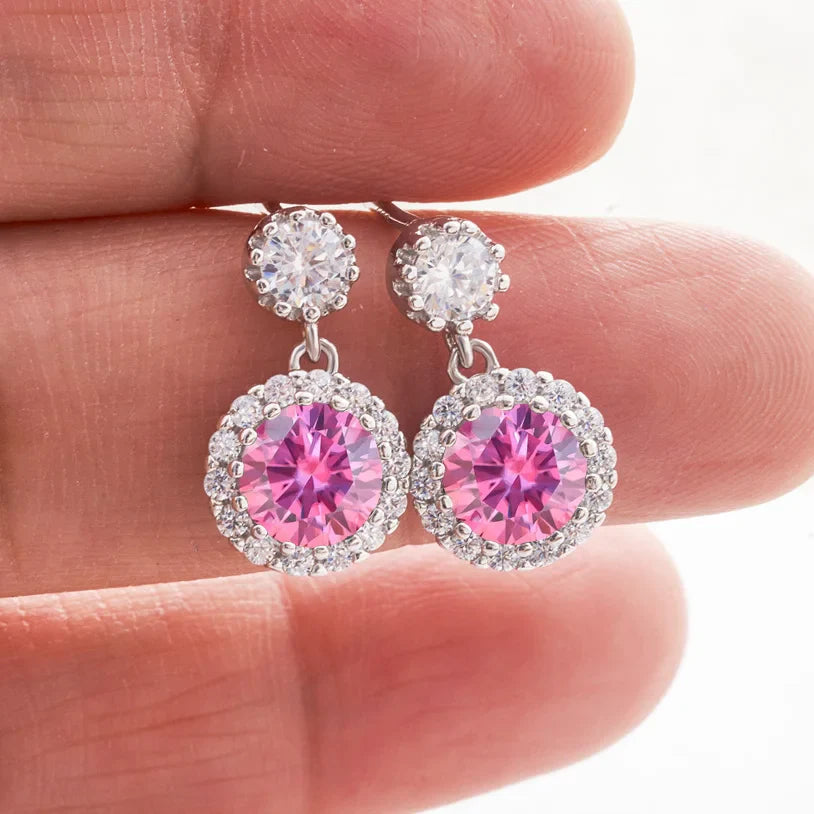 1ct Moissanite Drop Earrings For Women Sterling S925 18K White Gold Plated