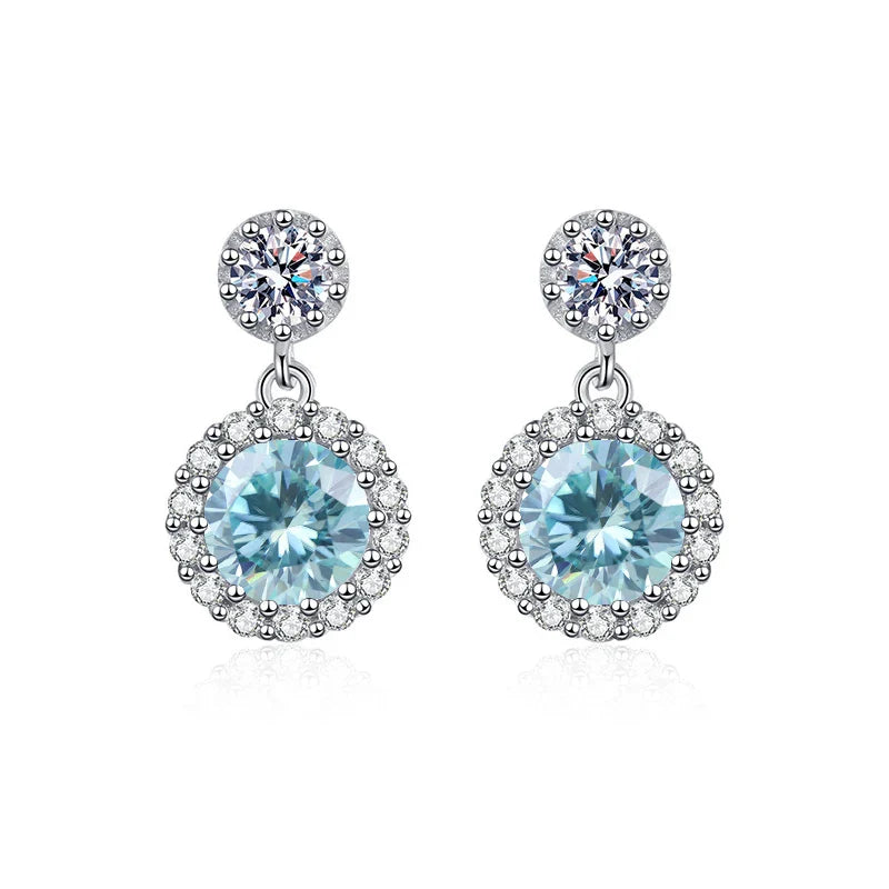 1ct Moissanite Drop Earrings For Women Sterling S925 18K White Gold Plated