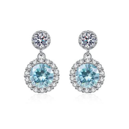 1ct Moissanite Drop Earrings For Women Sterling S925 18K White Gold Plated