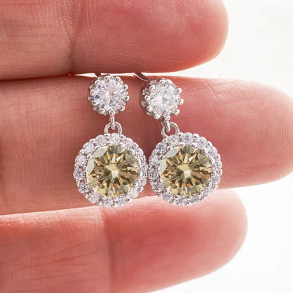 1ct Moissanite Drop Earrings For Women Sterling S925 18K White Gold Plated