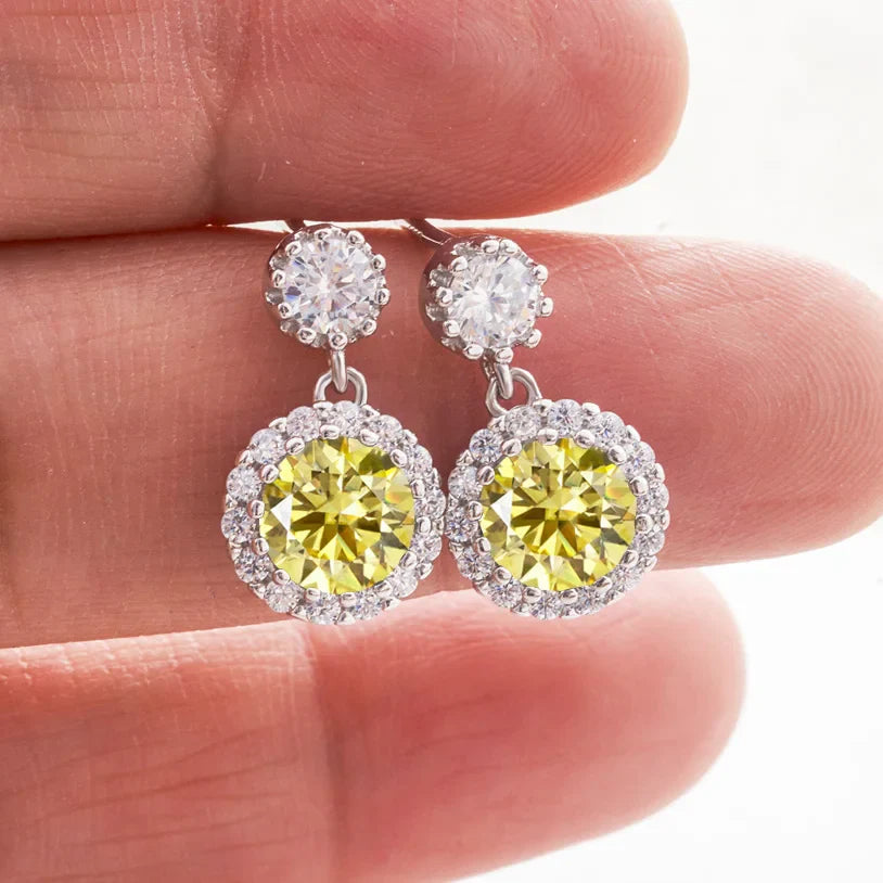 1ct Moissanite Drop Earrings For Women Sterling S925 18K White Gold Plated