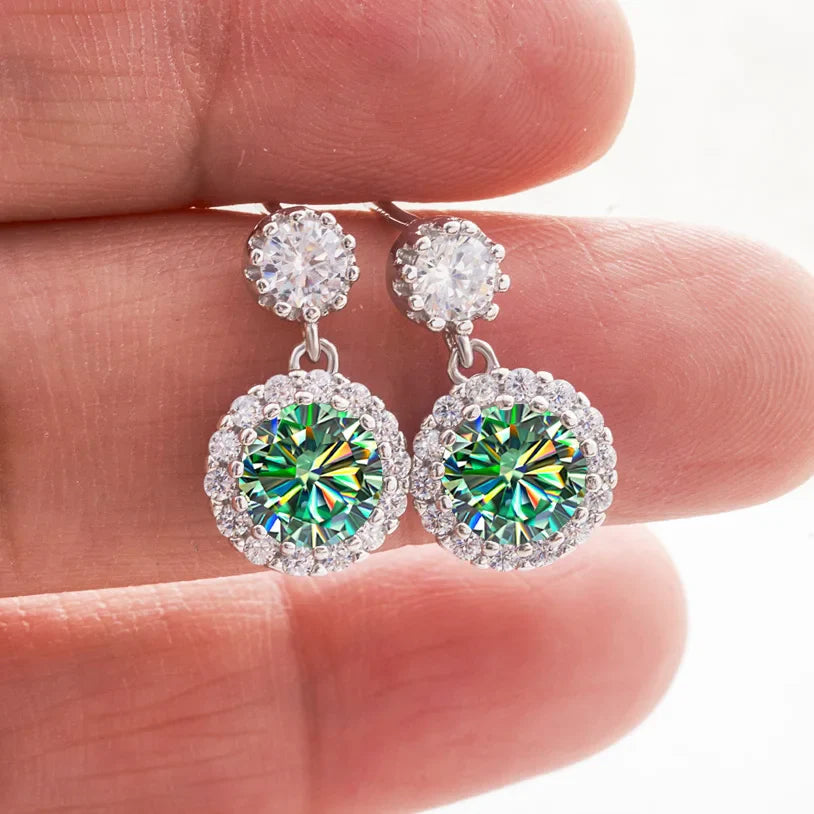 1ct Moissanite Drop Earrings For Women Sterling S925 18K White Gold Plated