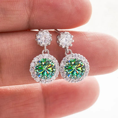 1ct Moissanite Drop Earrings For Women Sterling S925 18K White Gold Plated