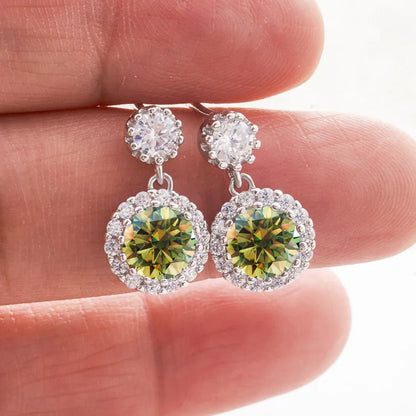 1ct Moissanite Drop Earrings For Women Sterling S925 18K White Gold Plated