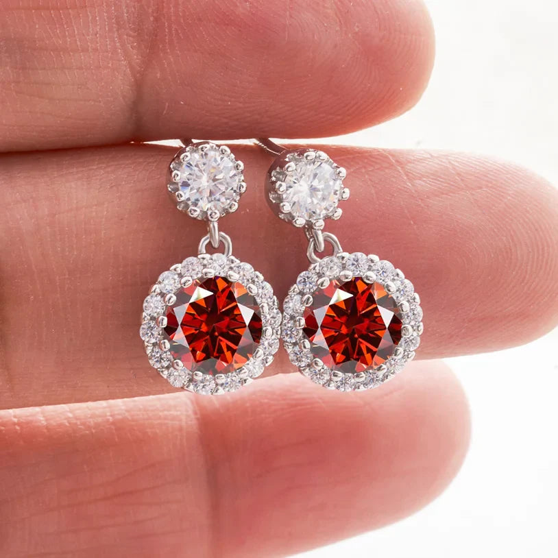 1ct Moissanite Drop Earrings For Women Sterling S925 18K White Gold Plated
