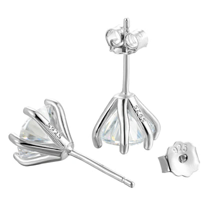 1ct Moissanite Stud Earrings For Women GRA Certified 18K White Gold Plated