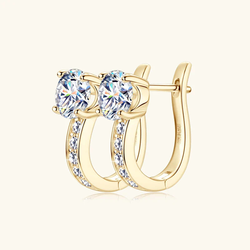 1ct Moissanite U-Shape Hoop Earrings 925 Sterling Silver D VVS1 Women Gift