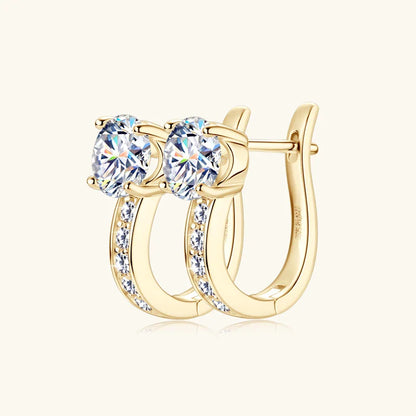 1ct Moissanite U-Shape Hoop Earrings 925 Sterling Silver D VVS1 Women Gift