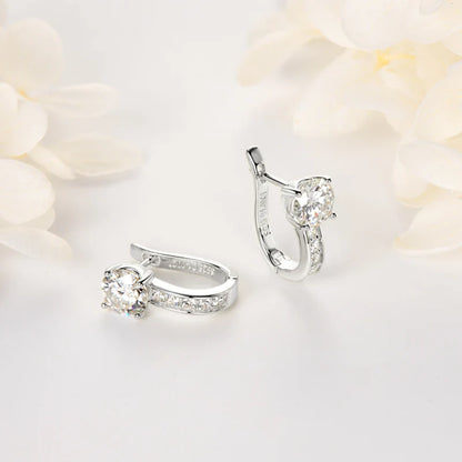 1ct Moissanite U-Shape Hoop Earrings 925 Sterling Silver D VVS1 Women Gift