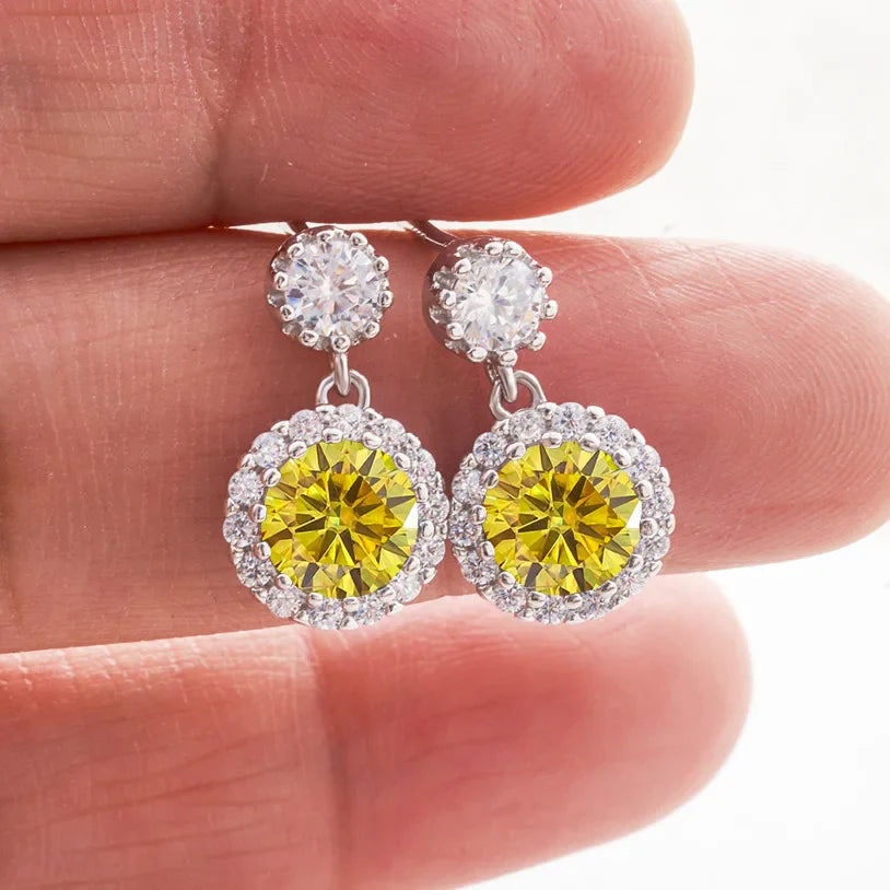 1ct Moissanite Drop Earrings For Women Sterling S925 18K White Gold Plated