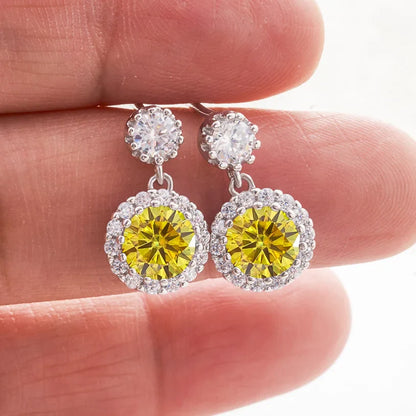 1ct Moissanite Drop Earrings For Women Sterling S925 18K White Gold Plated
