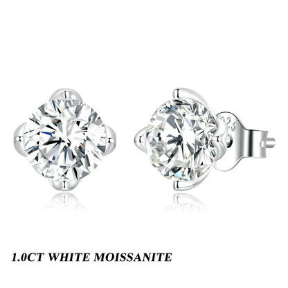 D Color VVS1 1ct Moissanite Stud Earrings 925 Sterling Silver Wedding Gift