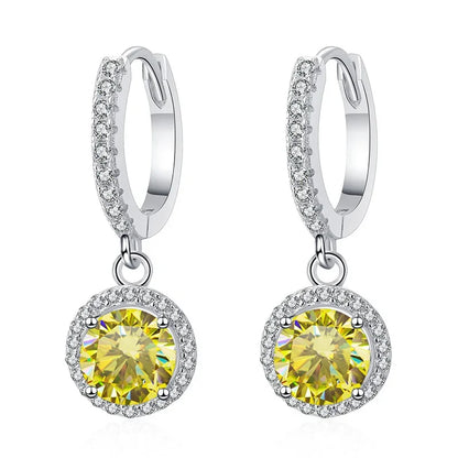1Ct 6.5mm Blue Green Moissanite Drop Earrings For Women S925 Sterling