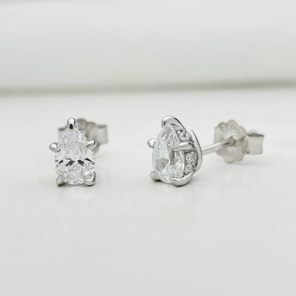 2.0cttw Pear Moissanite Stud Earrings 925 Sterling Silver VVS D Color
