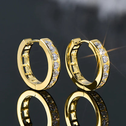 2.5mm Moissanite Hoop Huggie Earrings 925 Sterling Silver Unisex Certified Pair